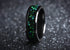 Sangreal Rings onyx and green opal ring black band with shimmering green opal inlay and polished edges