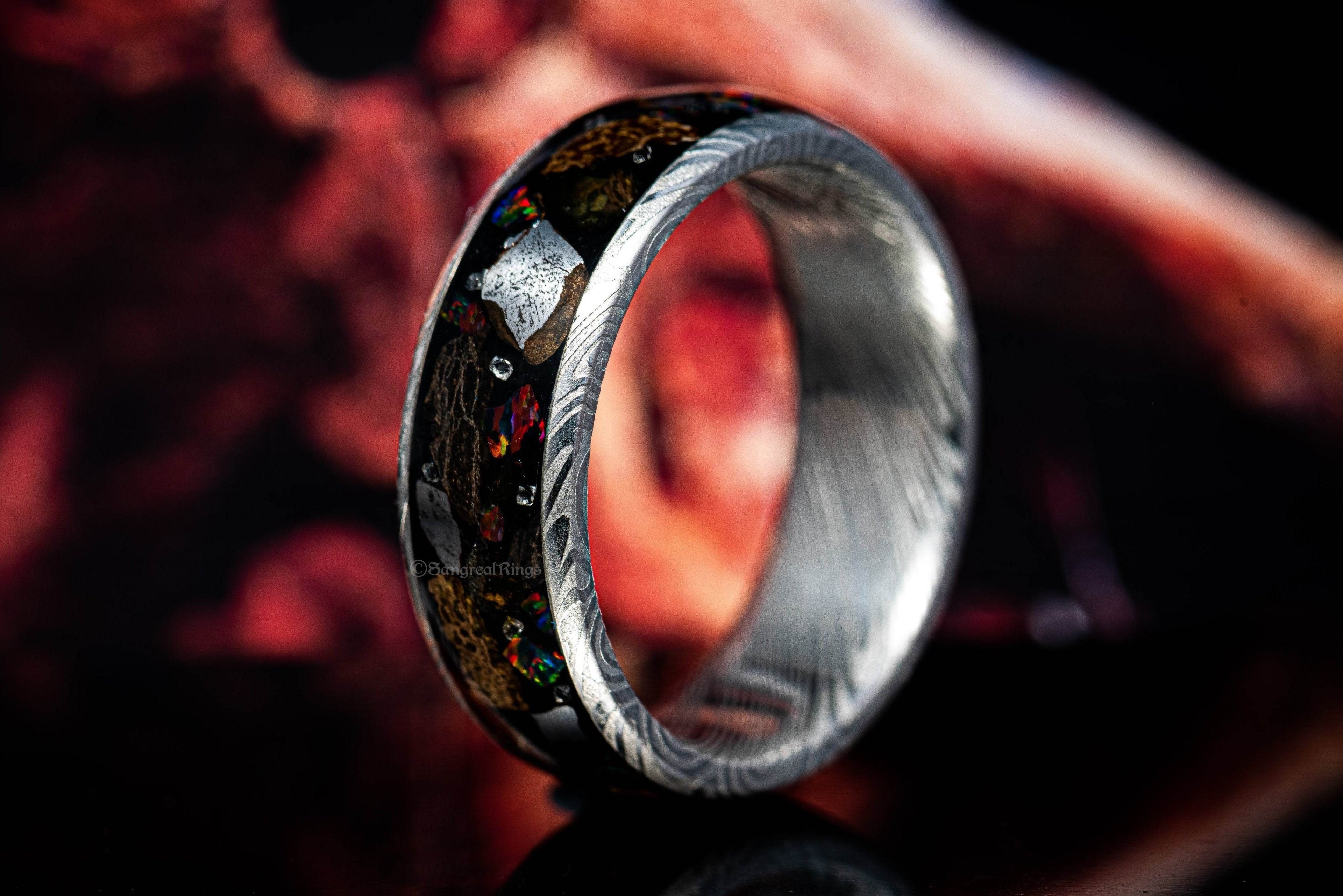 Sangrealrings damascus steel men&