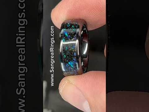 Black Ceramic Sand Ring with Your Custom Keepsake Beach Sand