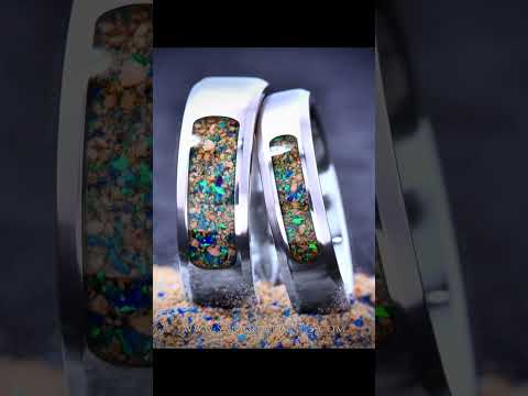 Custom Titanium Wedding Band with Sand Inlay | Handcrafted Memory Ring