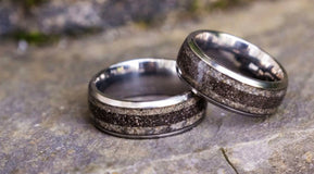 split inlay sand matching wedding bands in titanium by sangrealrings