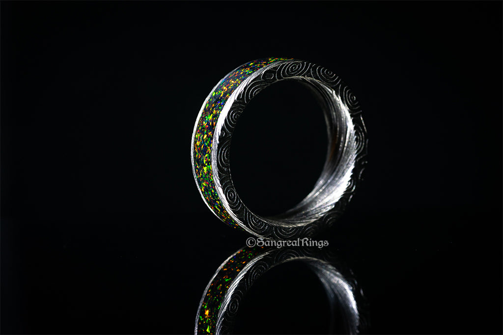 Swirl Damascus Steel & Opal