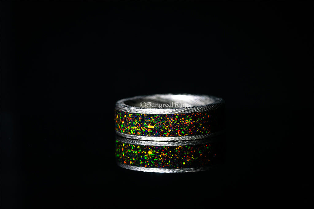 Swirl Damascus Steel & Opal