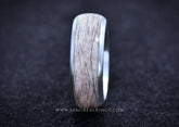 Face on PET FUR RING, CUSTOM MEMORIAL KEEPSAKE TITANIUM BAND WITH A WHITE OPAL INLAY, MADE BY WWW.SANGREALRINGS.COM