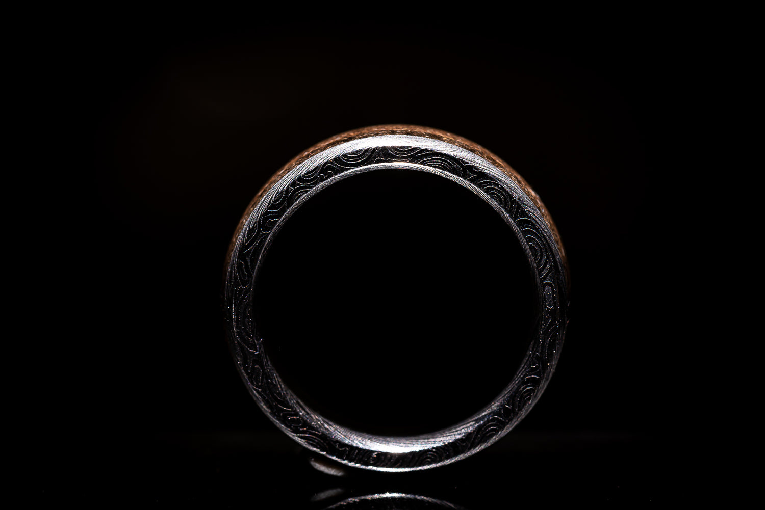 Split Inlay Sand Ring - Damascus Steel Core
