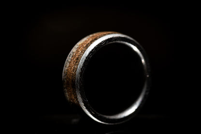Split Inlay Sand Ring - Damascus Steel Core