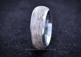 PET FUR RING, CUSTOM MEMORIAL KEEPSAKE TITANIUM BAND WITH A WHITE OPAL INLAY,