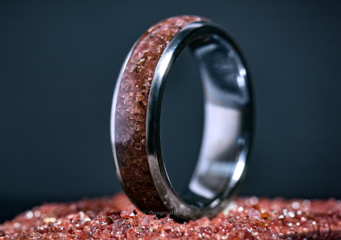 Garnet Crystal Titanium Ring