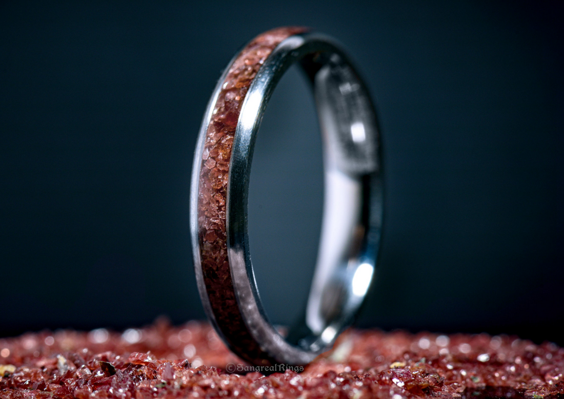 Garnet Crystal Titanium Ring