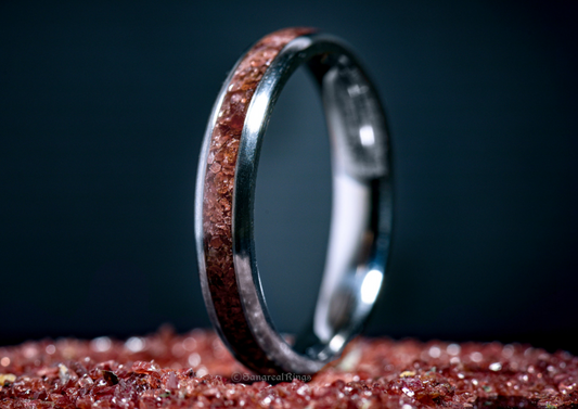 Garnet Crystal Titanium Ring