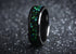 SangrealRings Black Onyx and Green Opal Inlay Ring in a Black Ceramic Ring Core, 8mm wide ring band