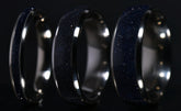 Blue sandstone titanium ring by Sangreal Rings with sparkling crystal design and polished finish