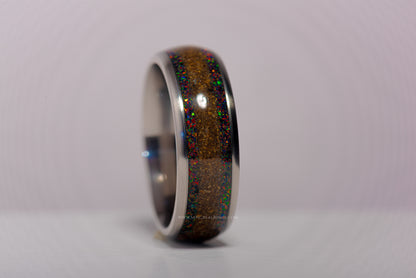 Opal And Petrified Wood Titanium Ring