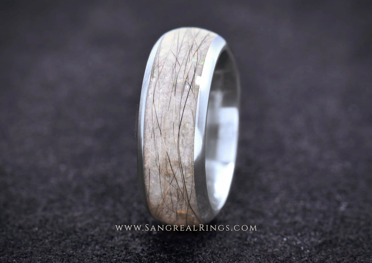 Pet Keepsake Ring | Dog Fur, Cat Whiskers, Horse Hair | Titanium | Handcrafted, 100% Resin-Free