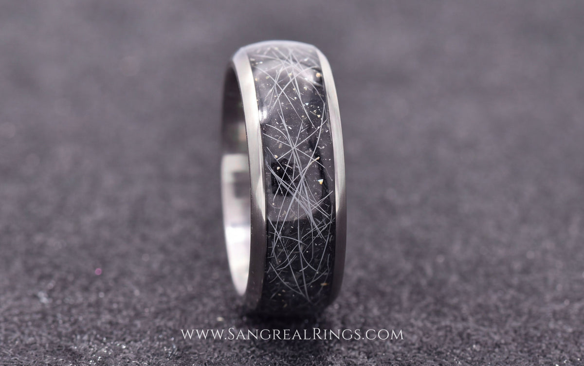 Pet Keepsake Ring | Dog Fur, Cat Whiskers, Horse Hair | Titanium | Handcrafted, 100% Resin-Free