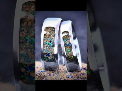 Custom Titanium Wedding Band with Sand Inlay | Handcrafted Memory Ring