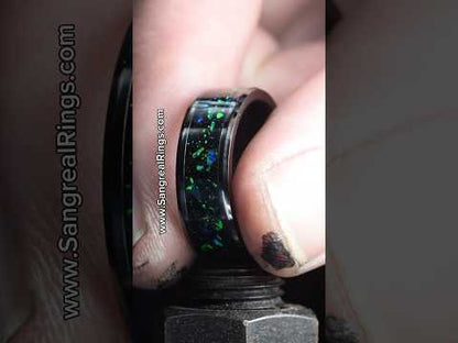 Onyx and Green Opal Black Ceramic Ring