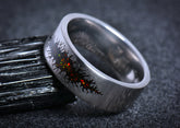 Unique alternative mens galaxy ring band with black and red galaxy COSMIC SCAR design by Sangreal Rings
