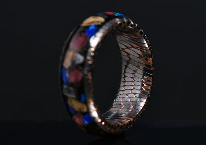Sangrealrings superconductor ring men with colorful inlays and intricate metal design