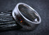 Sangreal Rings unique alternative mens galaxy ring band with black and red cosmic design on silver band