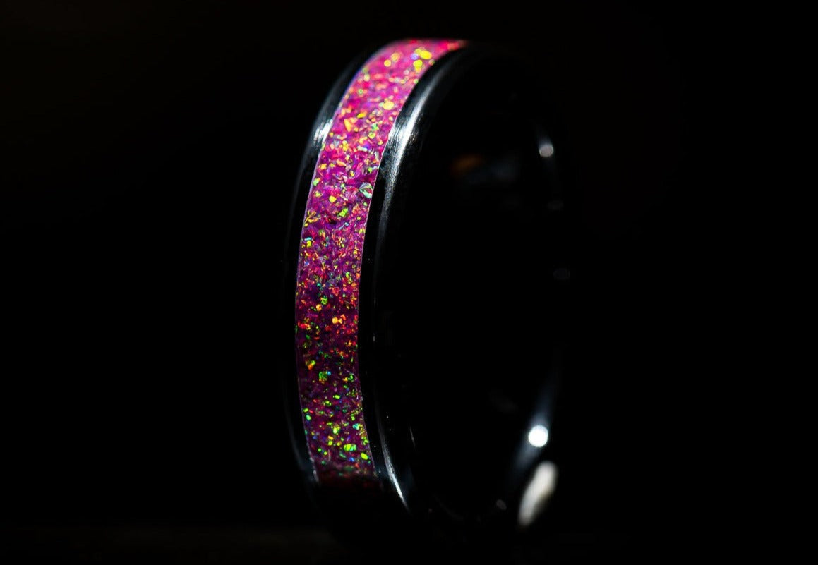 Pink Fire Opal - Black Ceramic Core