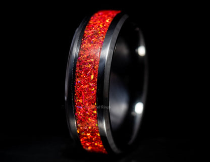 Red Fire Opal - Black Ceramic Core