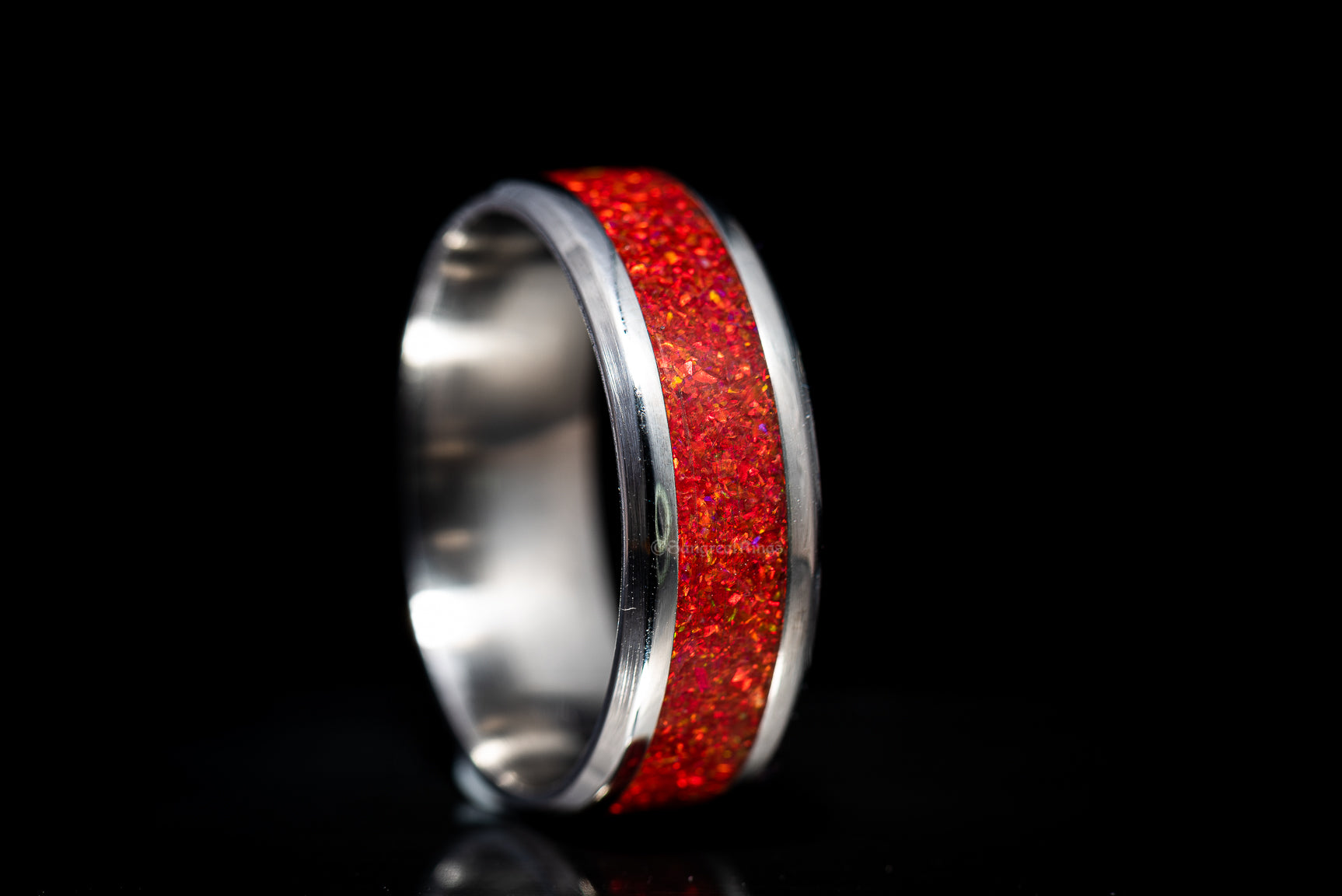 Red Fire Opal Titanium Ring