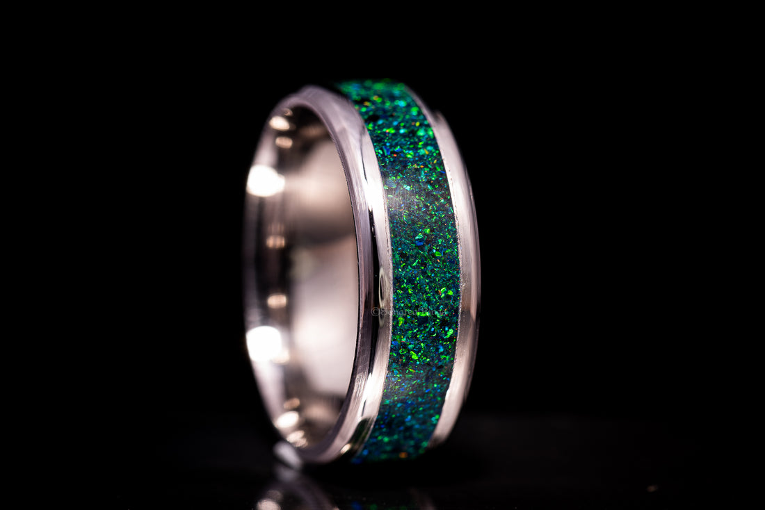 Forest Green Opal Titanium Ring