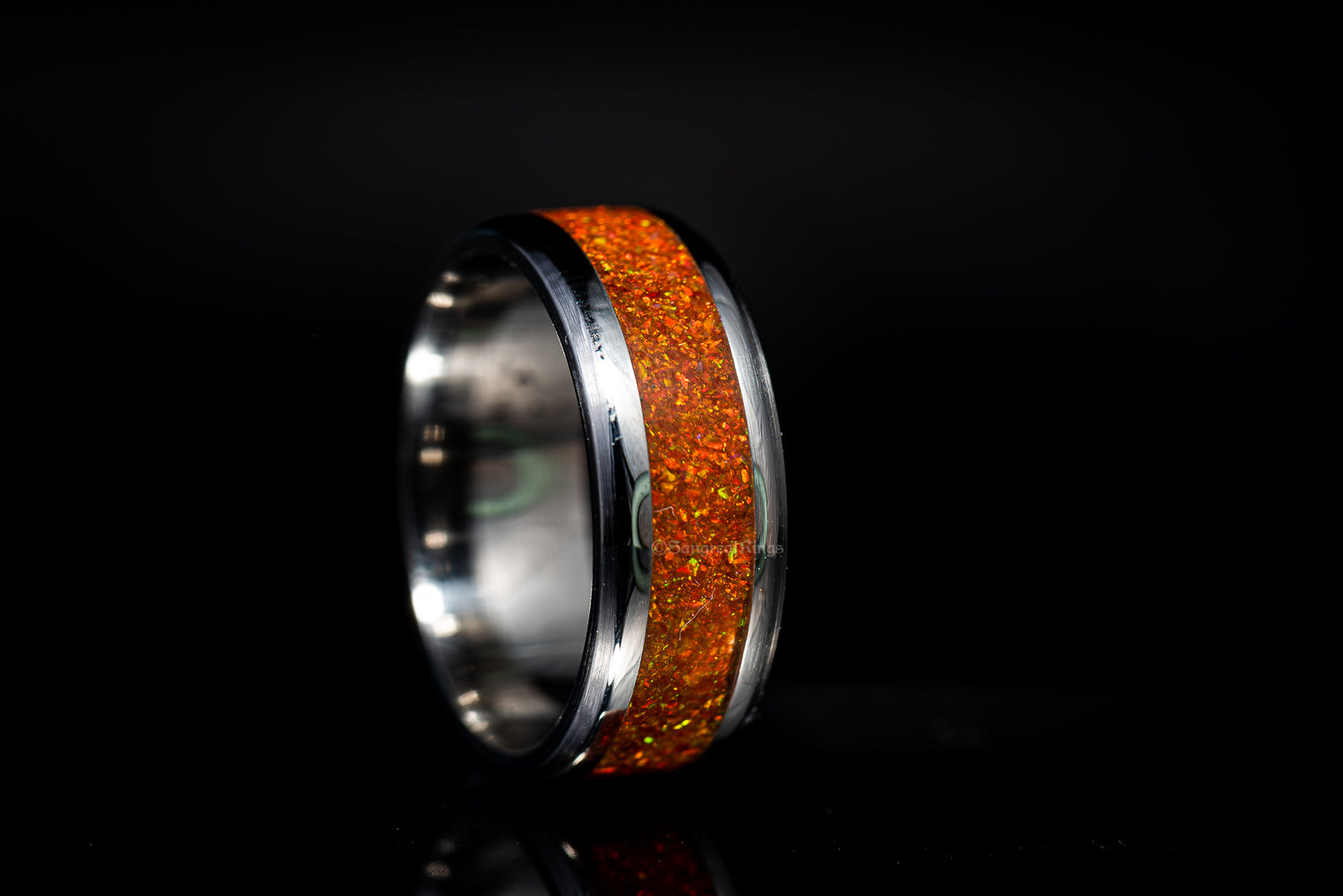 Orange Opal Titanium Ring