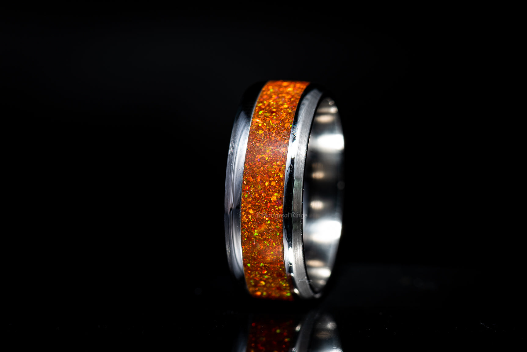 Crushed Orange Opal - Titanium Core