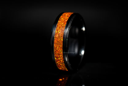 Crushed Orange Opal - Black Ceramic Core