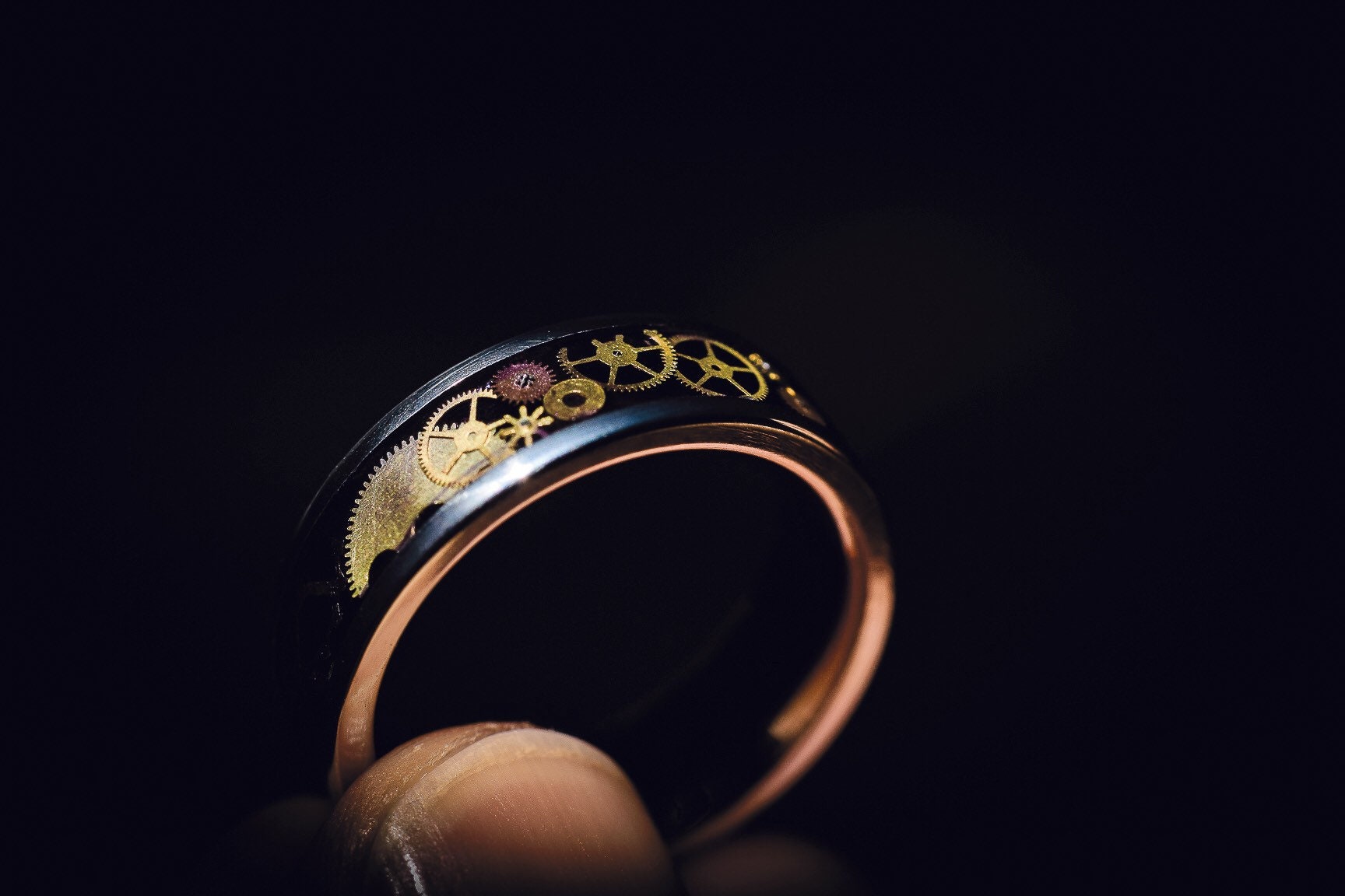 Steampunk Men's Wedding Band Made of Solid Titanium and Brass